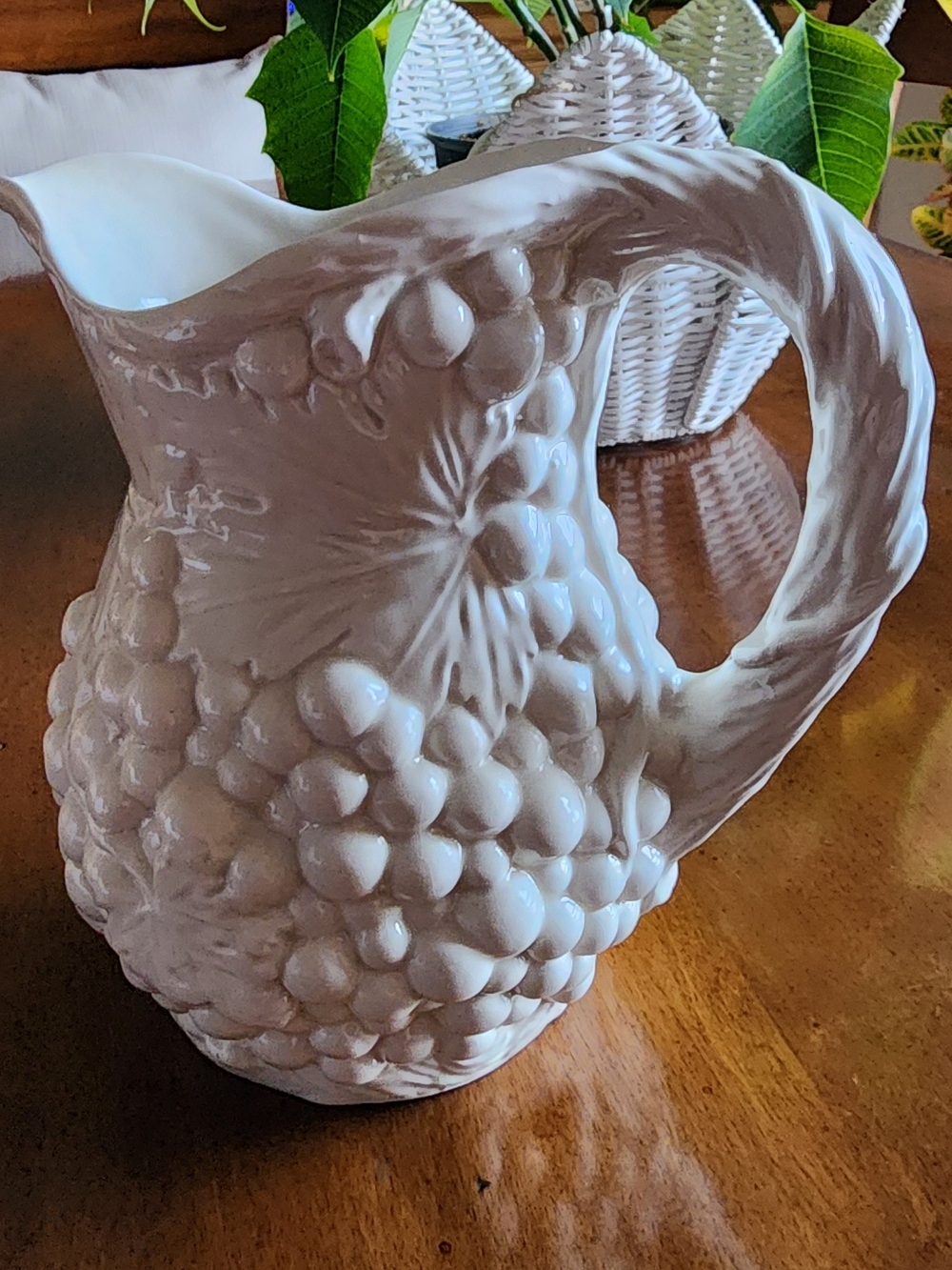 White Ceramic Grape Pitcher